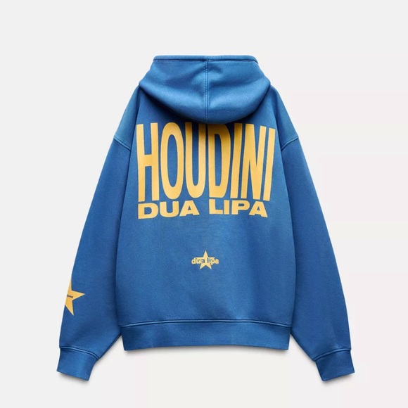 Dua Lipa Houdini パーカー L Zara & Dua Lipa Collaboration, L Blue Concert Hoodie with